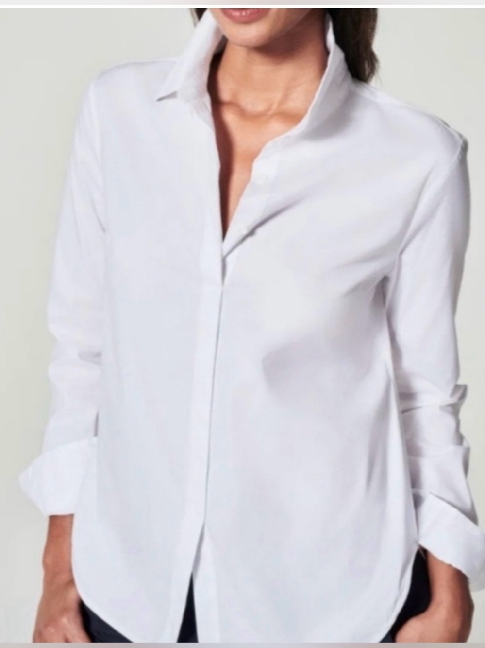 SPANX White No Gape Cotton/Nylon/Elastane Shirt Size Medium